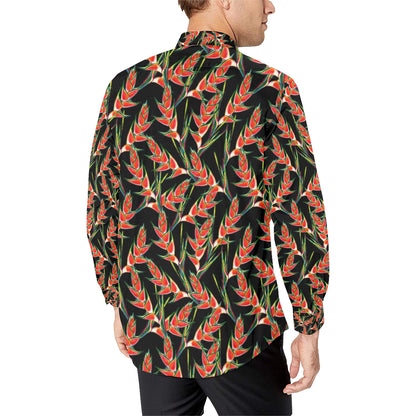 Heliconia Pattern Print Design HL010 Men's Long Sleeve Shirt