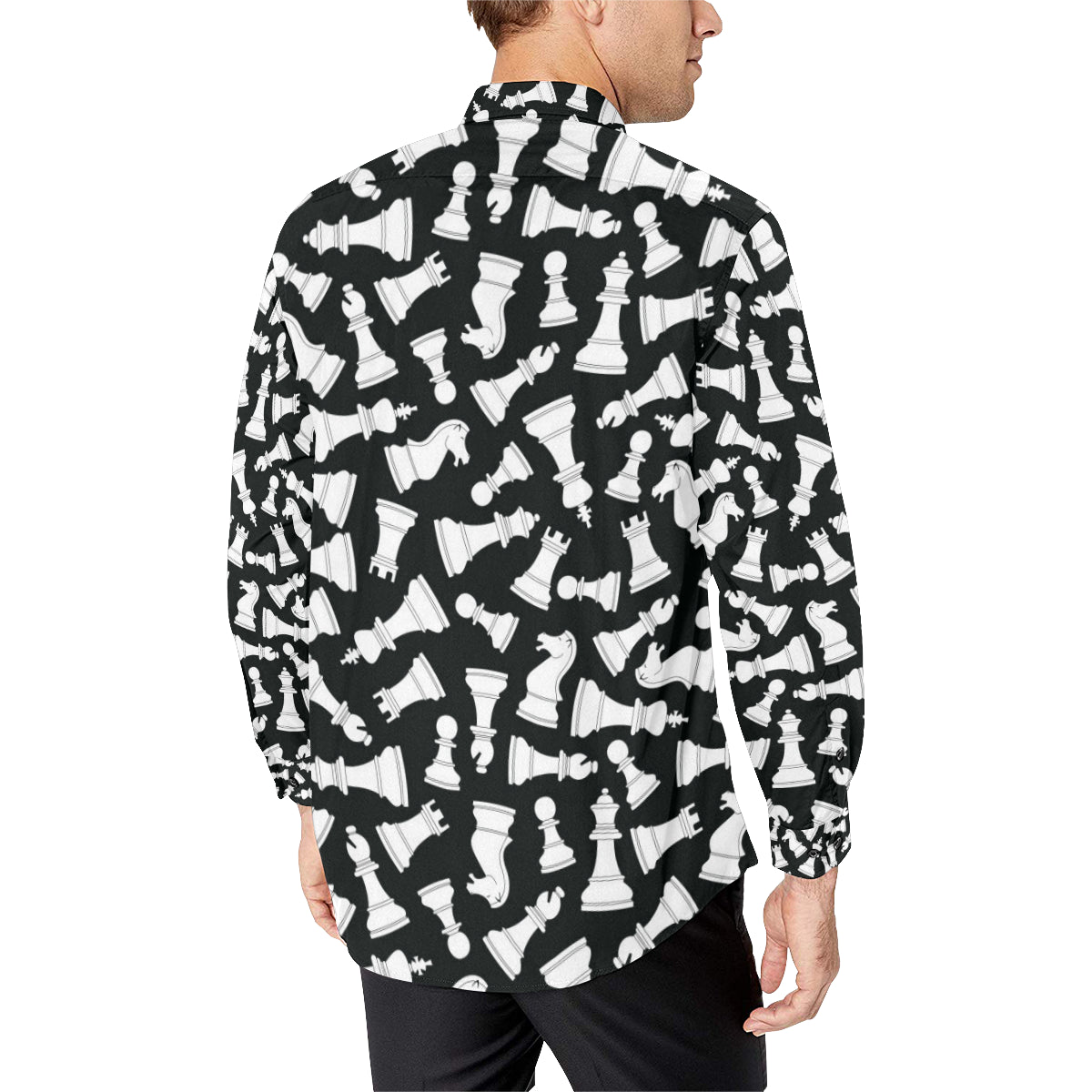 Chess Pattern Print Design 01 Men's Long Sleeve Shirt