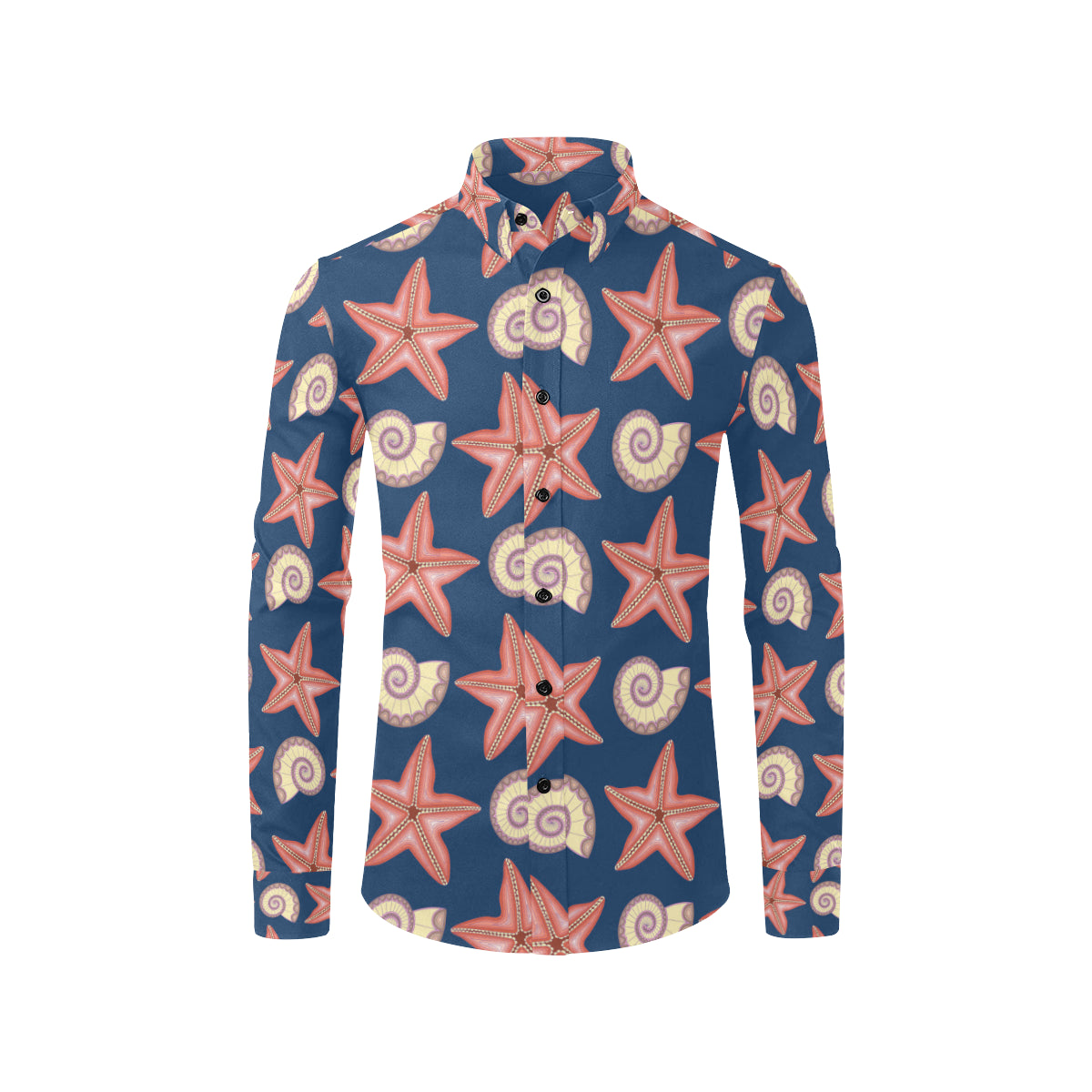 Starfish Pattern Print Design 03 Men's Long Sleeve Shirt