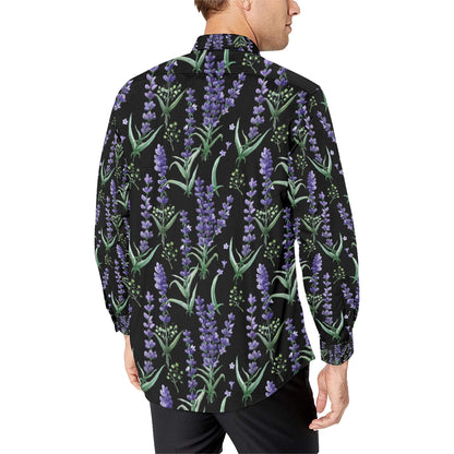 Lavender Pattern Print Design LV01 Men's Long Sleeve Shirt