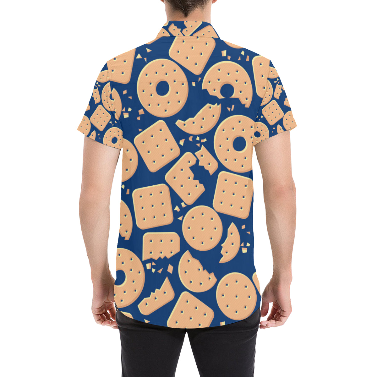 Cracker Pattern Print Design 03 Men's Short Sleeve Button Up Shirt