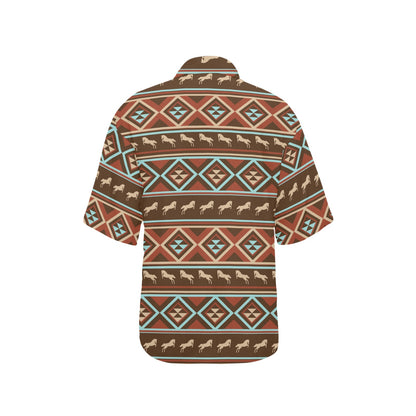 Western Horse Pattern Print LKS301 Women's Hawaiian Shirt