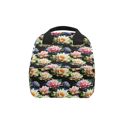 Water Lily Pattern Print Design WL02 Insulated Lunch Bag