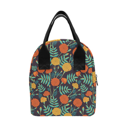 Marigold Pattern Print Design MR01 Insulated Lunch Bag