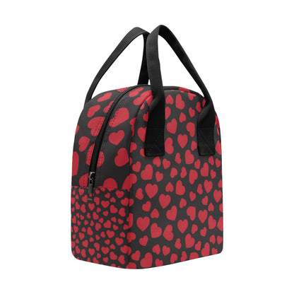 Heart Red Pattern Print Design HE01 Insulated Lunch Bag