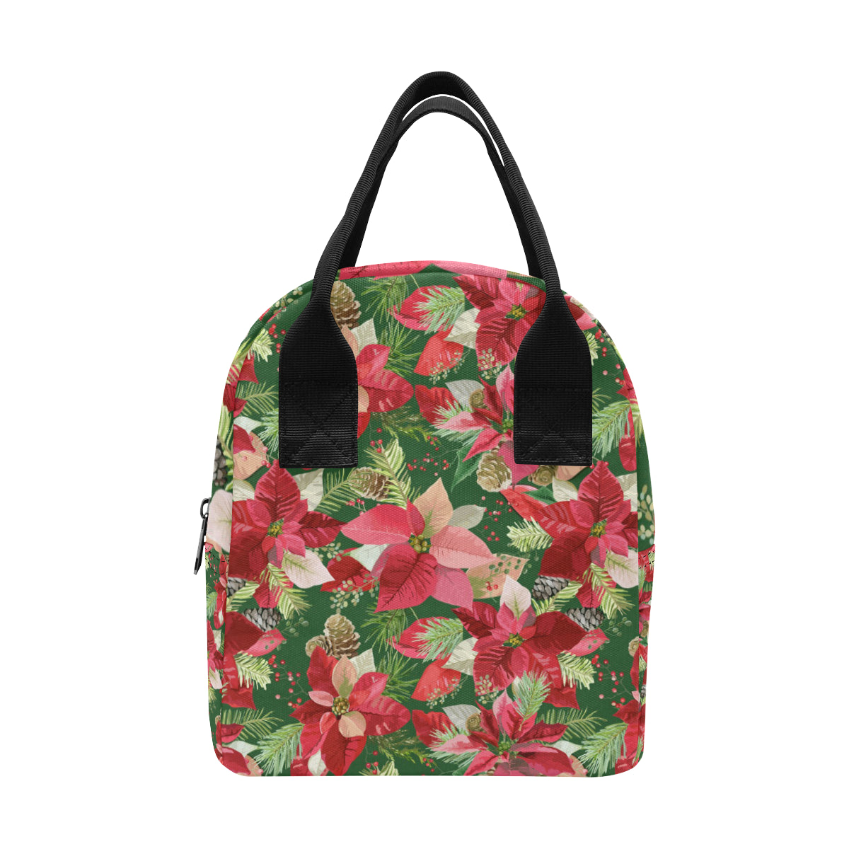 Poinsettia Pattern Print Design POT03 Insulated Lunch Bag
