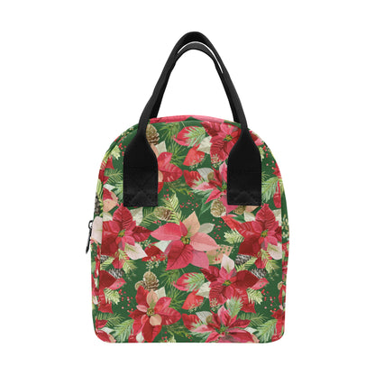 Poinsettia Pattern Print Design POT03 Insulated Lunch Bag