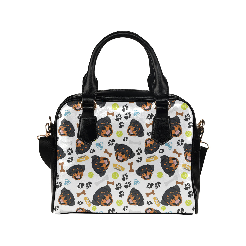 Rottweiler Pattern Print Design A04 Shoulder Handbag