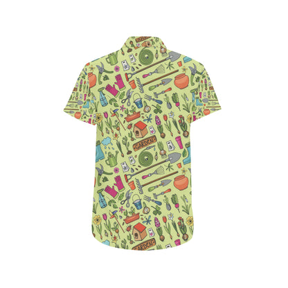 Gardening Pattern Print Design G02 Men's Short Sleeve Button Up Shirt
