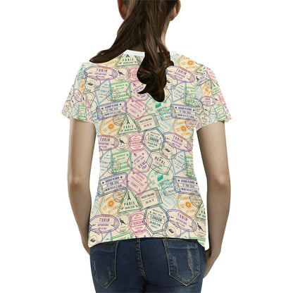 Travel Stamp Print Design LKS303 Women's  T-shirt
