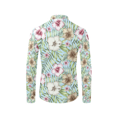 Tropical Flower Pattern Print Design TF05 Men's Long Sleeve Shirt