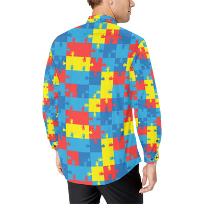Autism Awareness Design Themed Print Men's Long Sleeve Shirt