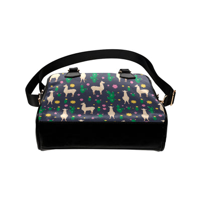 Llama Cactus Pattern Print Design 012 Shoulder Handbag