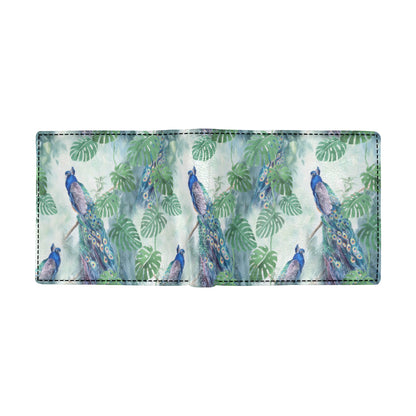 Peacock Pattern Print Design A02 Men's ID Card Wallet