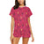 Hibiscus Red Pattern Print LKS308 Women's Short Pajama Set