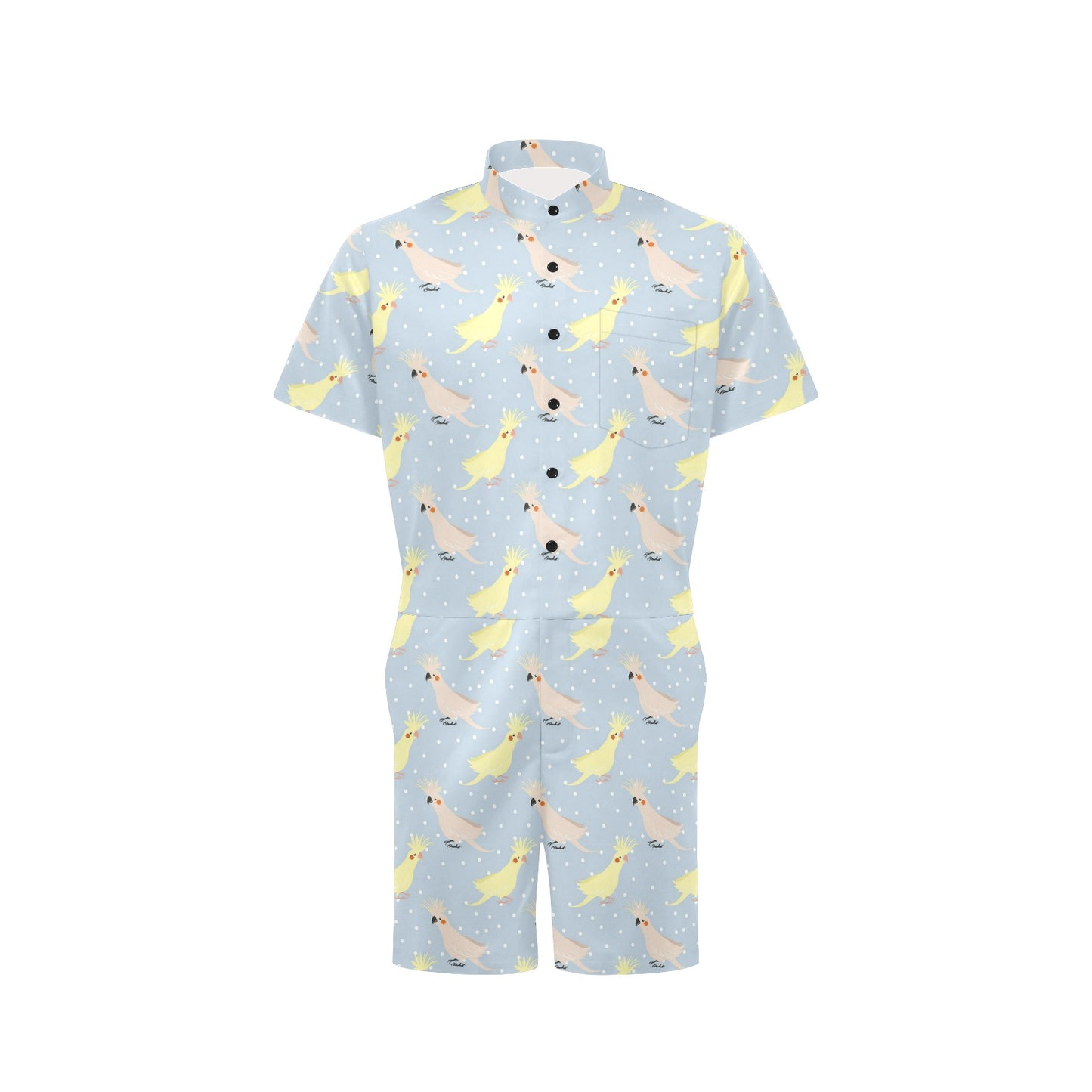 Cockatiel Pattern Print Design 03 Men's Romper