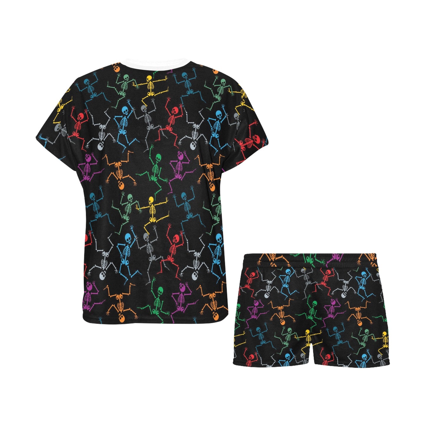 Skeleton Colorful Print Design LKS302 Women's Short Pajama Set