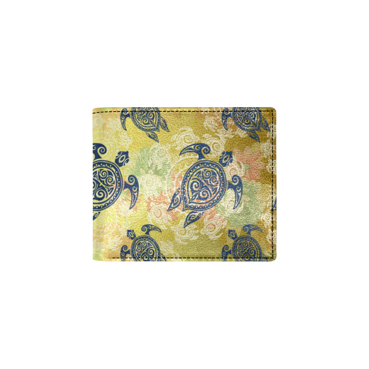 Hawaiian Turtle Tribal Design Print Men's ID Card Wallet
