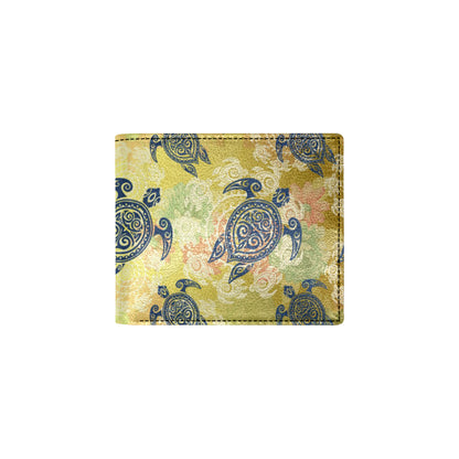 Hawaiian Turtle Tribal Design Print Men's ID Card Wallet
