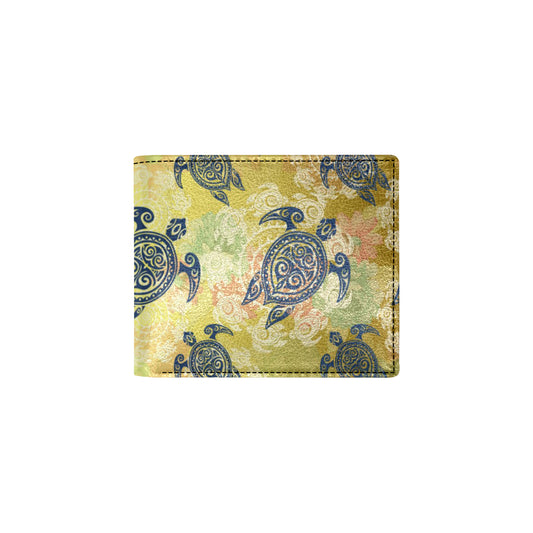 Hawaiian Turtle Tribal Design Print Men's ID Card Wallet