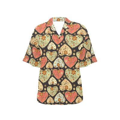 Heart Boho Pattern Print Design HE04 Women's Hawaiian Shirt