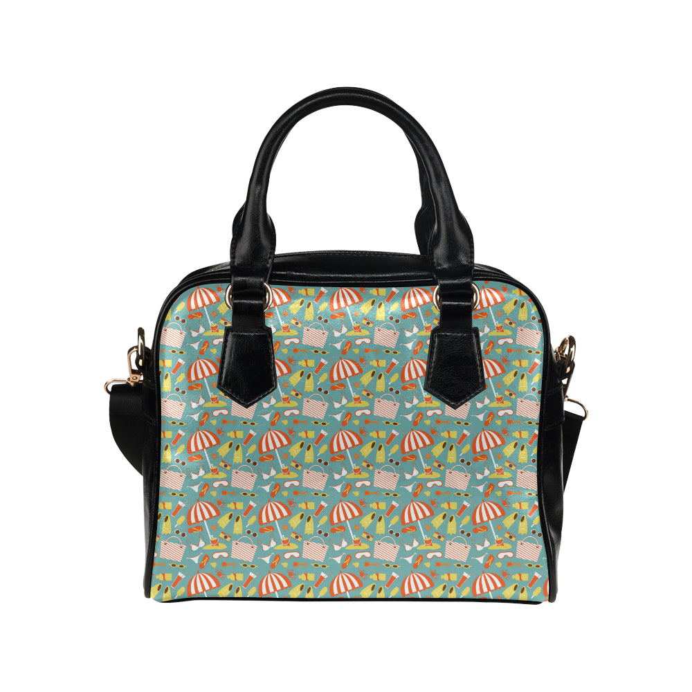 Beach Scene Pattern Print Design 02 Shoulder Handbag
