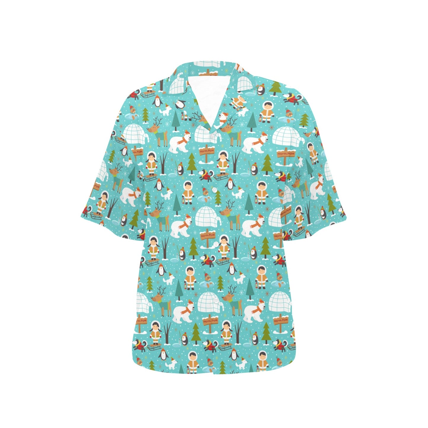 Eskimo Pattern Print Design 01 Women's Hawaiian Shirt