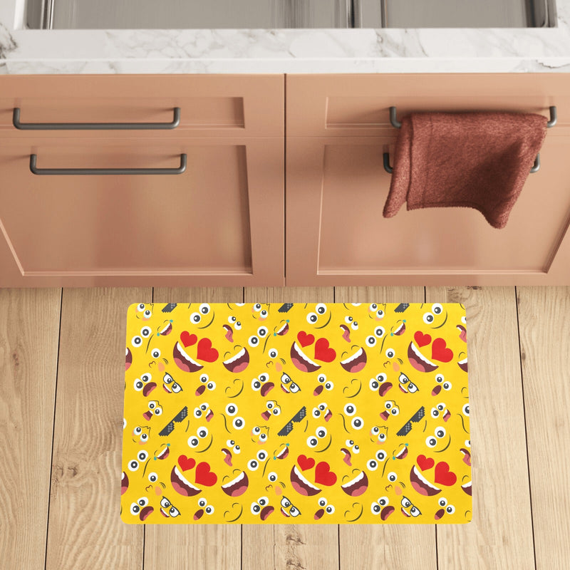 Emoji Face Print Pattern Kitchen Mat