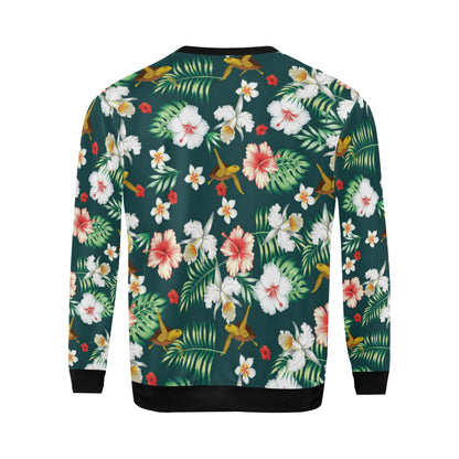 Hawaiian Flower Design with SeaTurtle Print Men Long Sleeve Sweatshirt
