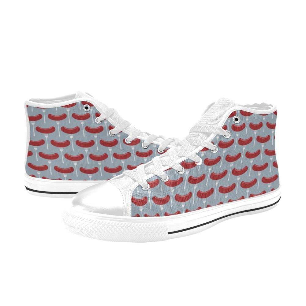 Sausage Print Design LKS301 High Top Women's White Shoes