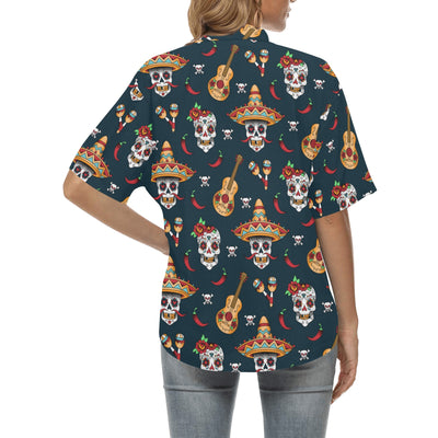 sugar skull Mexican Women's Hawaiian Shirt