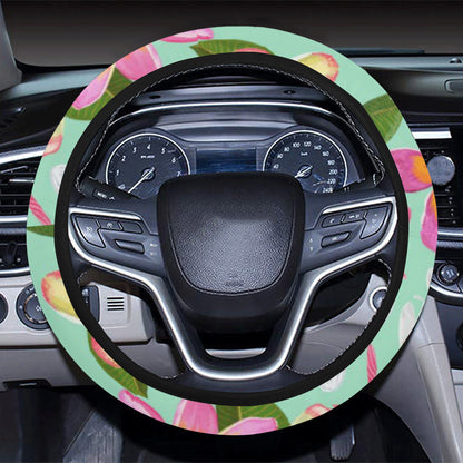 Plumeria Pattern Print Design PM014 Steering Wheel Cover with Elastic Edge