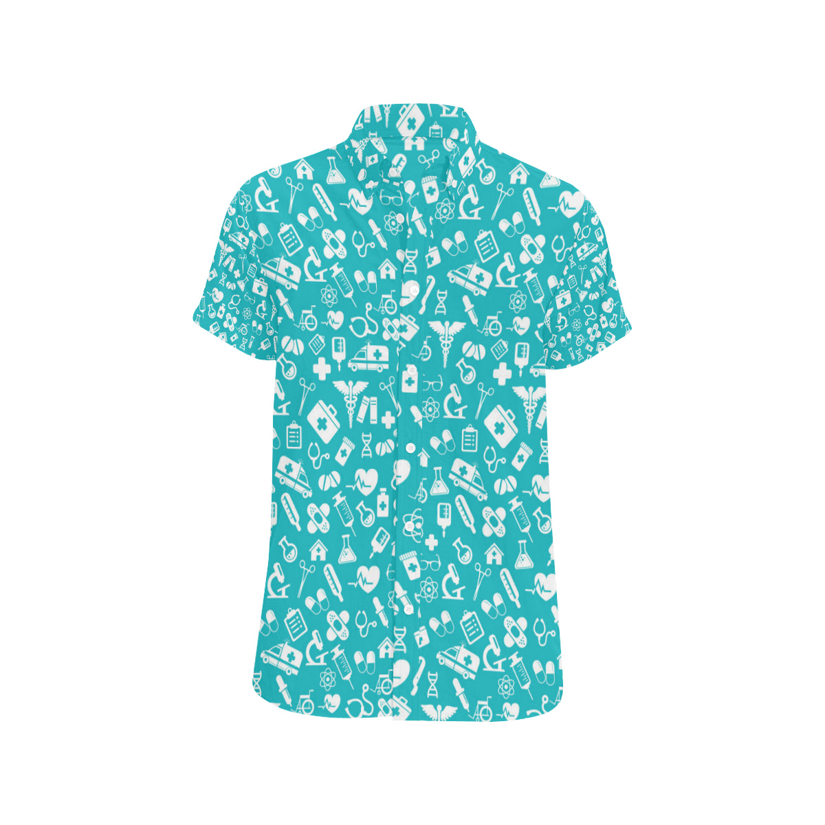 Medical Pattern Print Design 04 Men's Short Sleeve Button Up Shirt