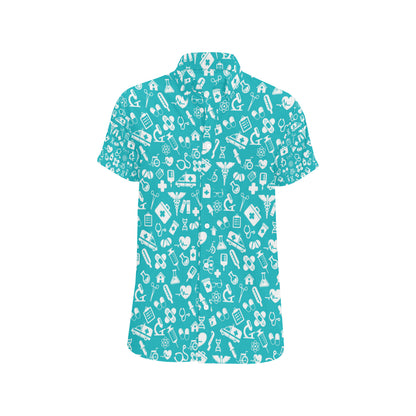 Medical Pattern Print Design 04 Men's Short Sleeve Button Up Shirt