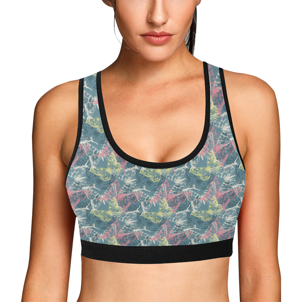 Butterfly Pattern Print Design 01 Sports Bra