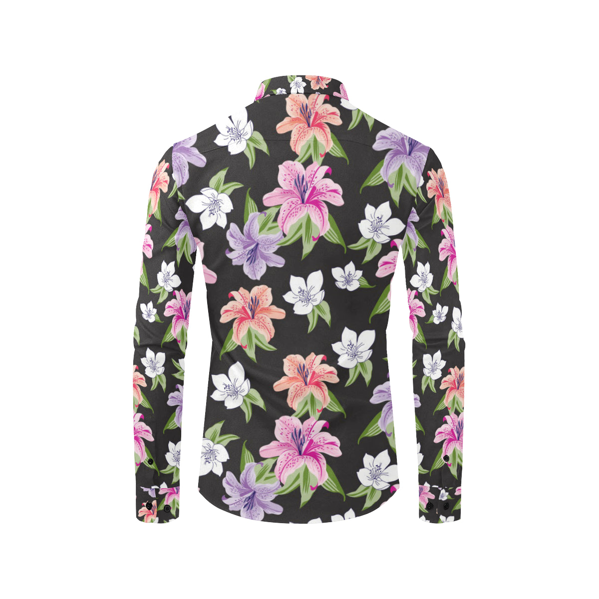 Lily Pattern Print Design LY02 Men's Long Sleeve Shirt