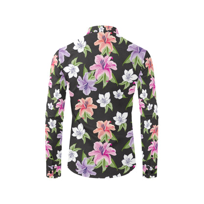 Lily Pattern Print Design LY02 Men's Long Sleeve Shirt