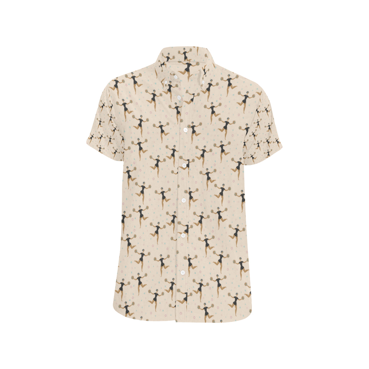 Cheerleader Pattern Print Design 03 Men's Short Sleeve Button Up Shirt