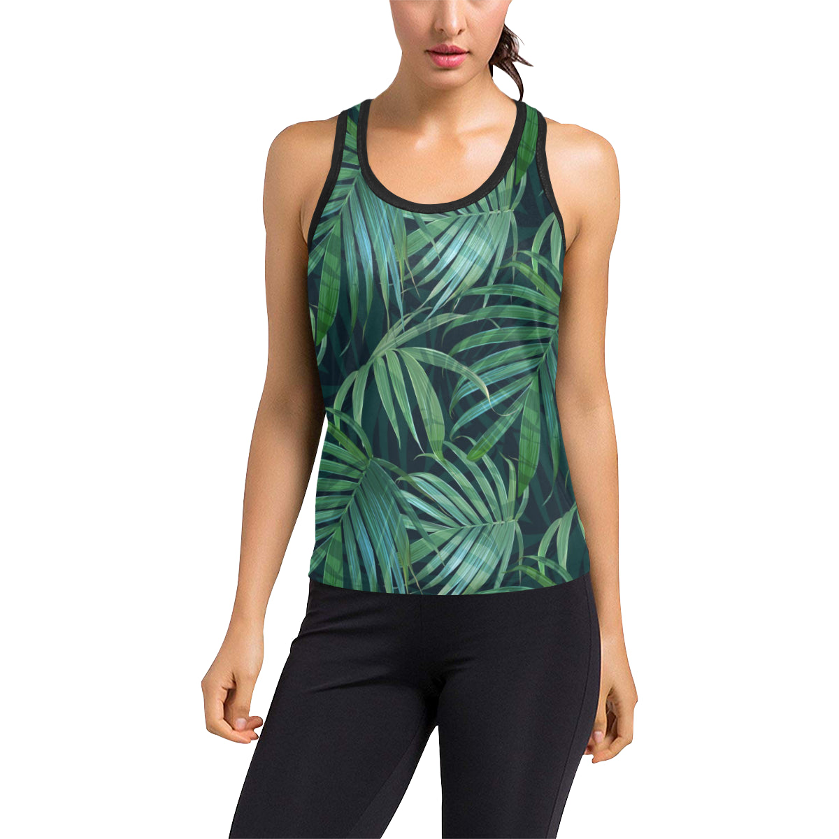 Tropical Flower Pattern Print Design TF011 Women's Racerback Tank Top