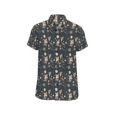 Bohemian Pattern Print Design 09 Men's Short Sleeve Button Up Shirt