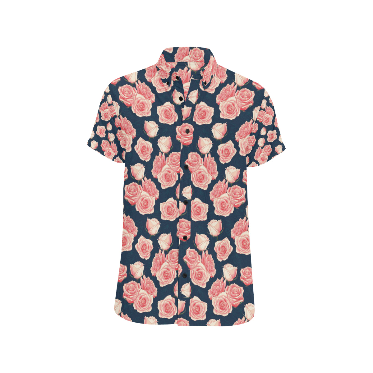 Rose Pattern Print Design A03 Men's Short Sleeve Button Up Shirt