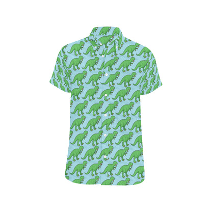 T Rex Pattern Print Design A01 Men's Short Sleeve Button Up Shirt