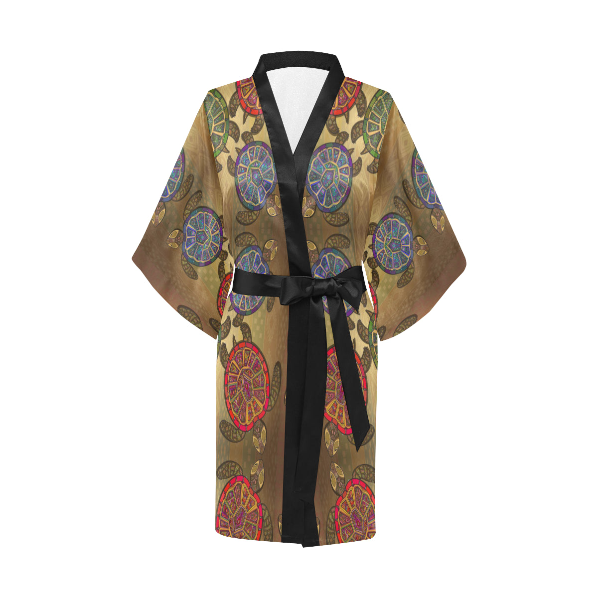 Sea Turtle Tribal Colorful Women's Short Kimono