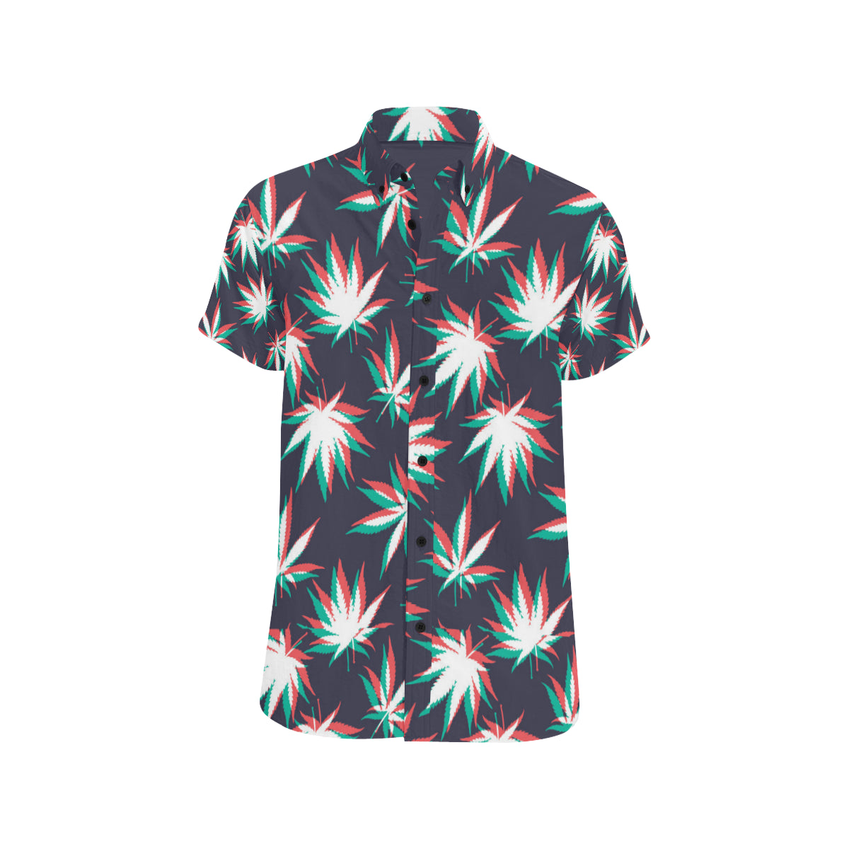 Pot Leaf Pattern Print Design A01 Men's Short Sleeve Button Up Shirt