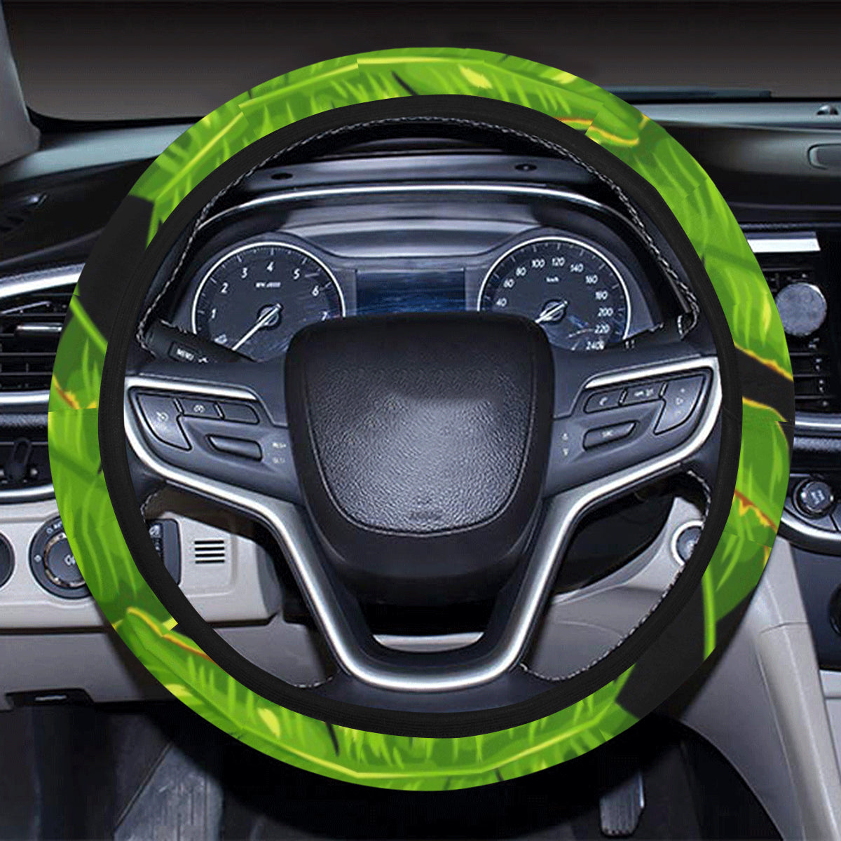 Banana Leaf Pattern Print Design BL06 Steering Wheel Cover with Elastic Edge