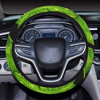 Banana Leaf Pattern Print Design BL06 Steering Wheel Cover with Elastic Edge