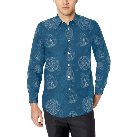 Nautical Pattern Print Design A04 Men's Long Sleeve Shirt