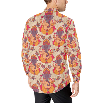 Ganesha Indian Pattern Print Design 02 Men's Long Sleeve Shirt