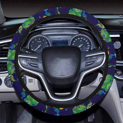 Peacock Art Design Print Steering Wheel Cover with Elastic Edge