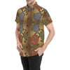 Sea Turtle Tribal Colorful Men's Short Sleeve Button Up Shirt